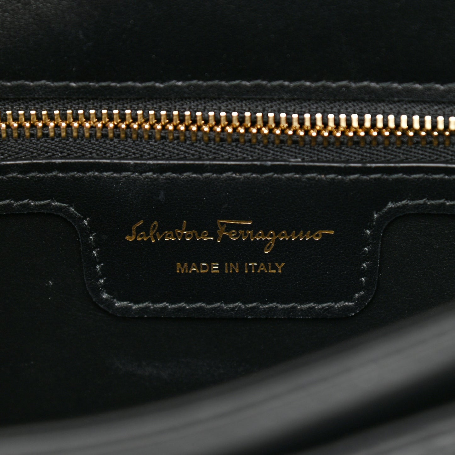 Calfskin Quilted Gancini Flap Bag Black