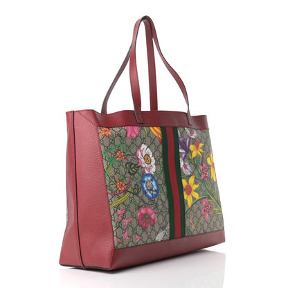 Gucci GG Supreme Monogram Flora Web Large Ophidia Tote Red 4 of 13