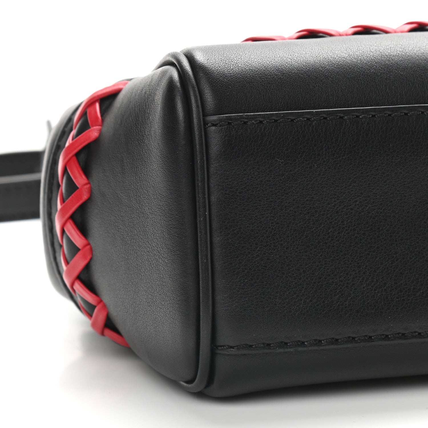 Versace Calfskin Medium Palazzo Empire Whipstitch Crossbody Bag Black Red 7 of 8