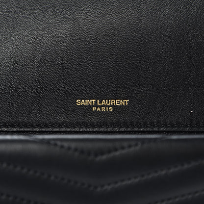 Saint Laurent Lambskin Matelasse Chevron Monogram Medium Sulpice Bag Black 6 of 18