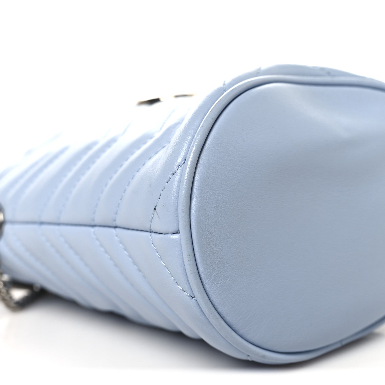 Gucci Calfskin Matelasse Mini GG Marmont 2.0 Bucket Bag Porcelain Light Blue 9 of 11