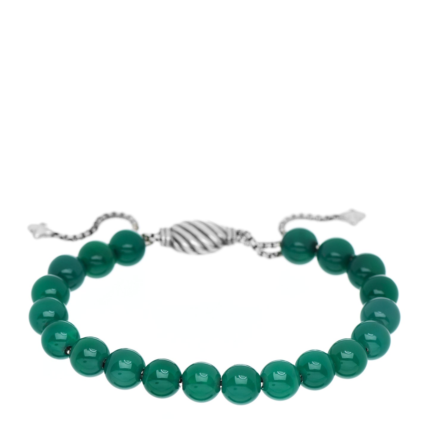 Sterling Silver Dyed Chalcedony 8mm Spiritual Beads Adjustable Bracelet