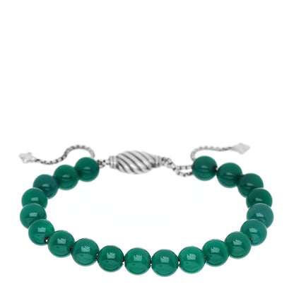 David Yurman Sterling Silver Dyed Chalcedony 8mm Spiritual Beads Adjustable Bracelet 1 of 3
