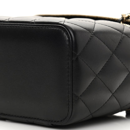 Chanel Lambskin Quilted Small Top Handle Vanity Case With Chain Black 11 of 12