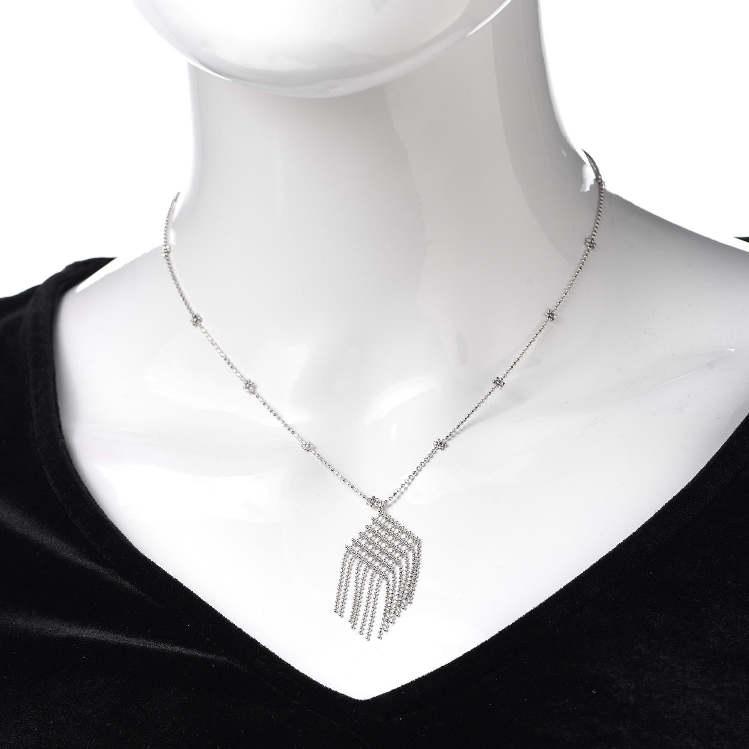 Tiffany 18K White Gold Fringe Pendant Necklace 2 of 5