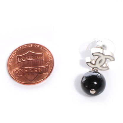 Chanel Enamel CC Resin Drop Earrings Black White 2 of 4