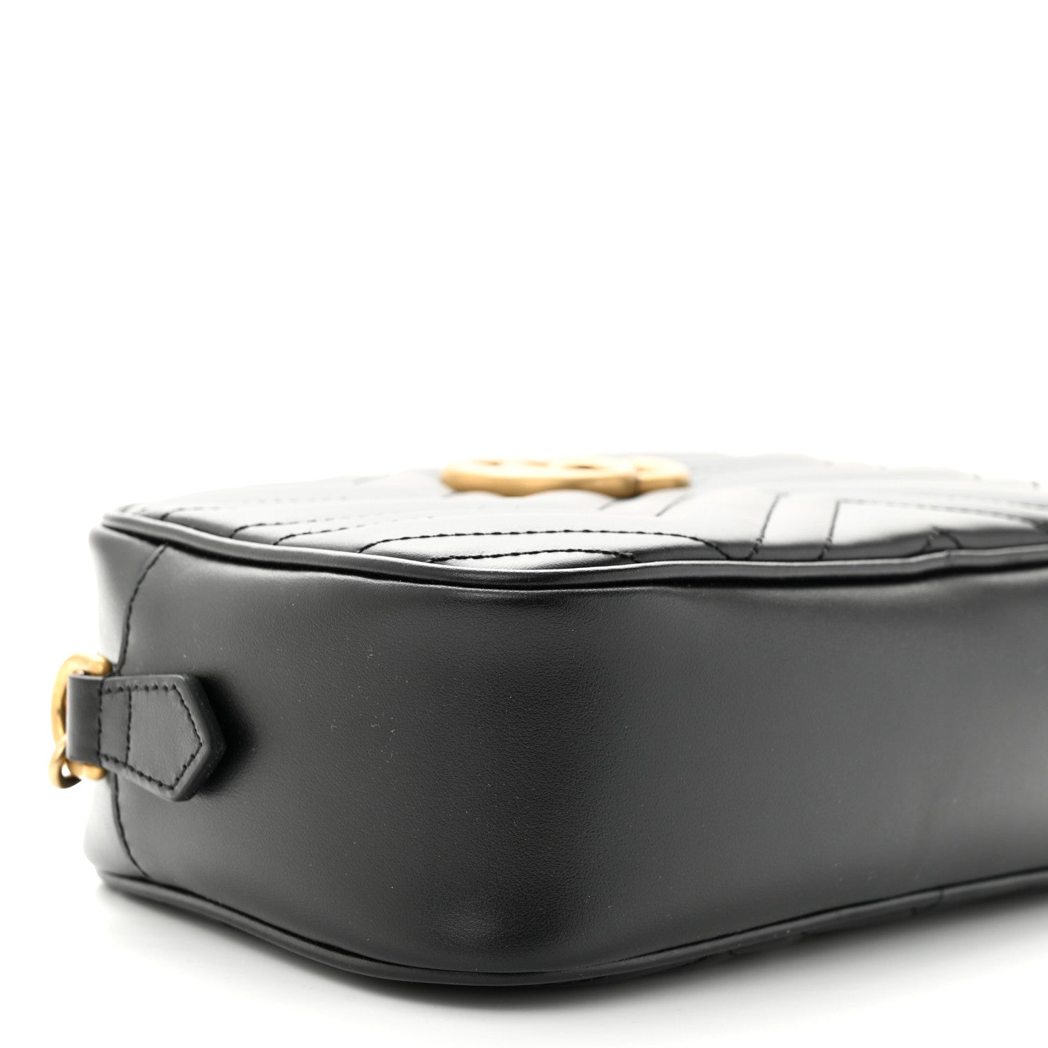 Gucci Calfskin Matelasse Small GG Marmont Chain Shoulder Bag Black 9 of 11