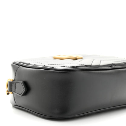 Gucci Calfskin Matelasse Small GG Marmont Chain Shoulder Bag Black 9 of 11