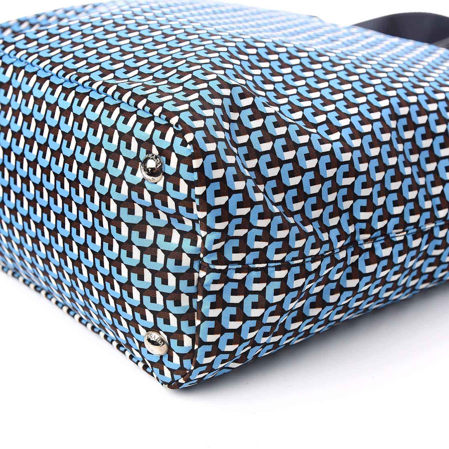 Prada Tessuto Nylon Saffiano Print Tote Azzurro 9 of 10