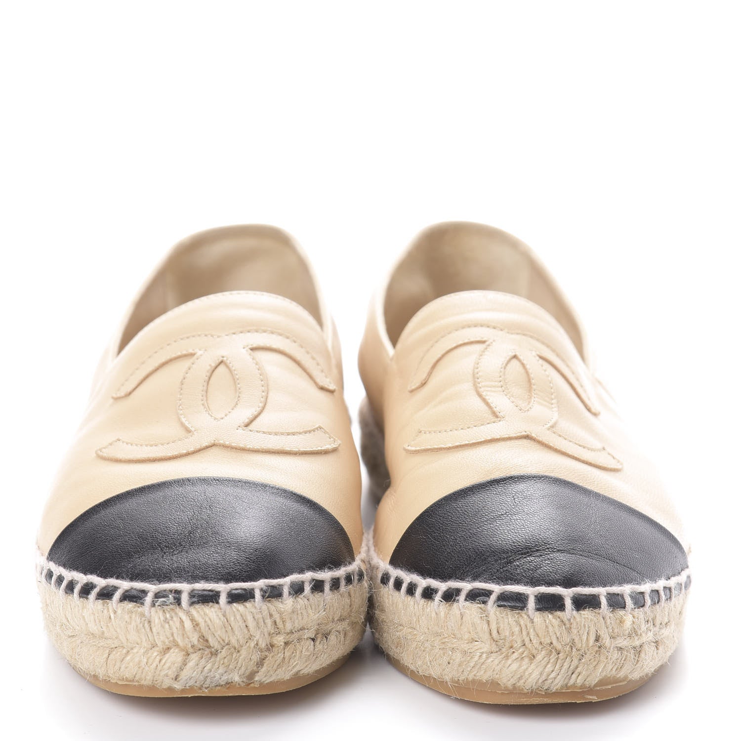 Chanel Lambskin CC Espadrilles 37 Beige Black 2 of 8