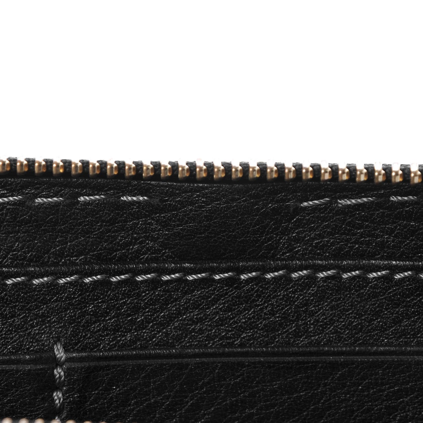Grained Calfskin Marcie Long Zip Around Wallet Black