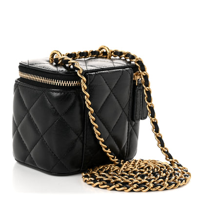 Chanel Shiny Lambskin Quilted CC Mini Vanity Case With Chain Black 3 of 10