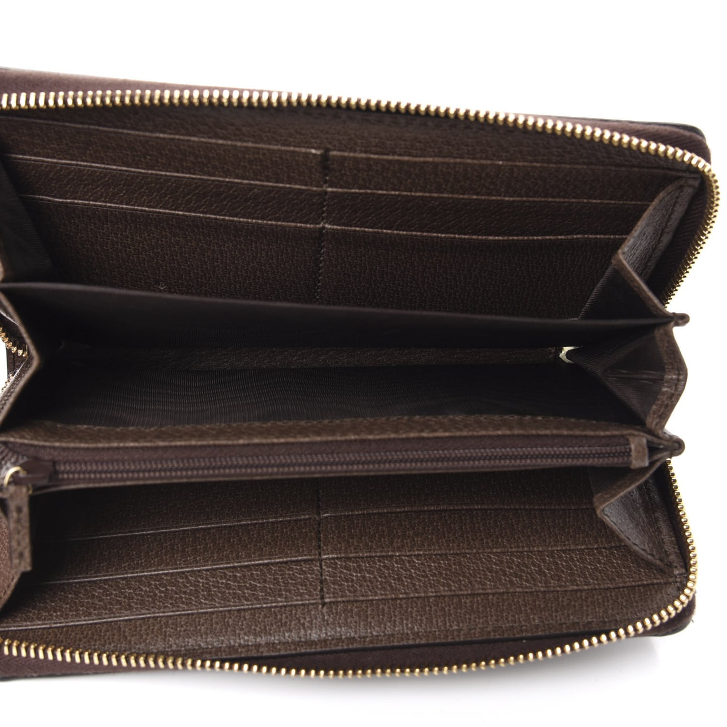 GG Supreme Monogram Web Ophidia Zip Around Wallet Brown
