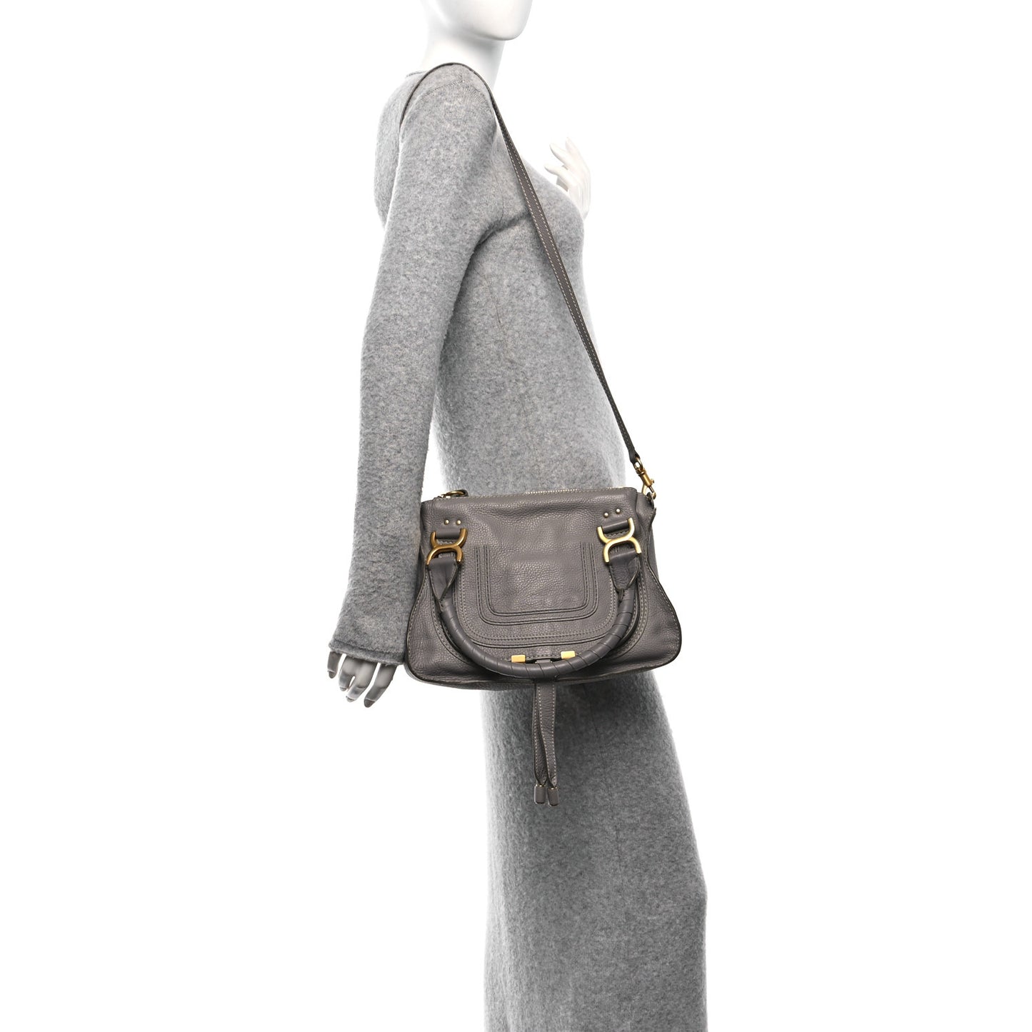 Calfskin Small Marcie Satchel Cashmere Grey