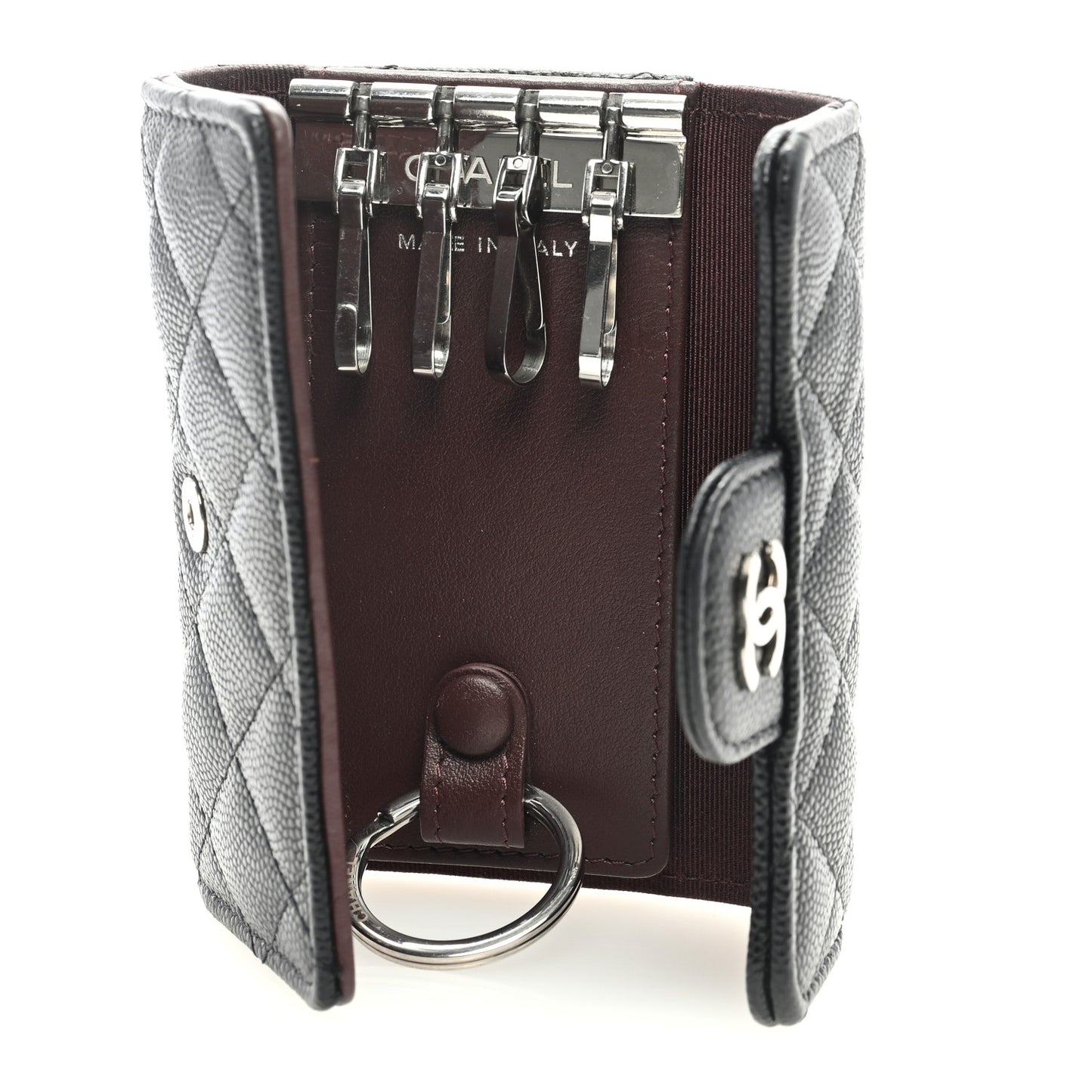 Caviar Quilted Classic 4 Key Holder Wallet Black
