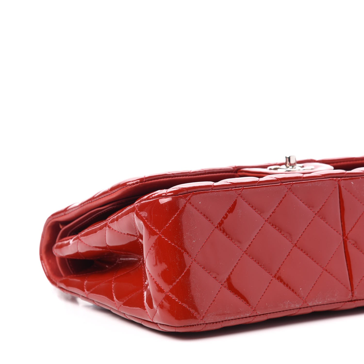 Chanel Patent Quilted Jumbo Double Flap Red 12 of 14
