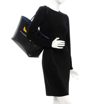 Fendi Vitello Elite Cuoio Monster Buggies Medium Roll Tote Black Multicolor Blue Cobalto 2 of 11