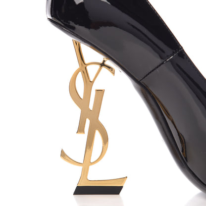 Saint Laurent Patent Calfskin Opyum 110 Pumps 38 Black Gold 9 of 10