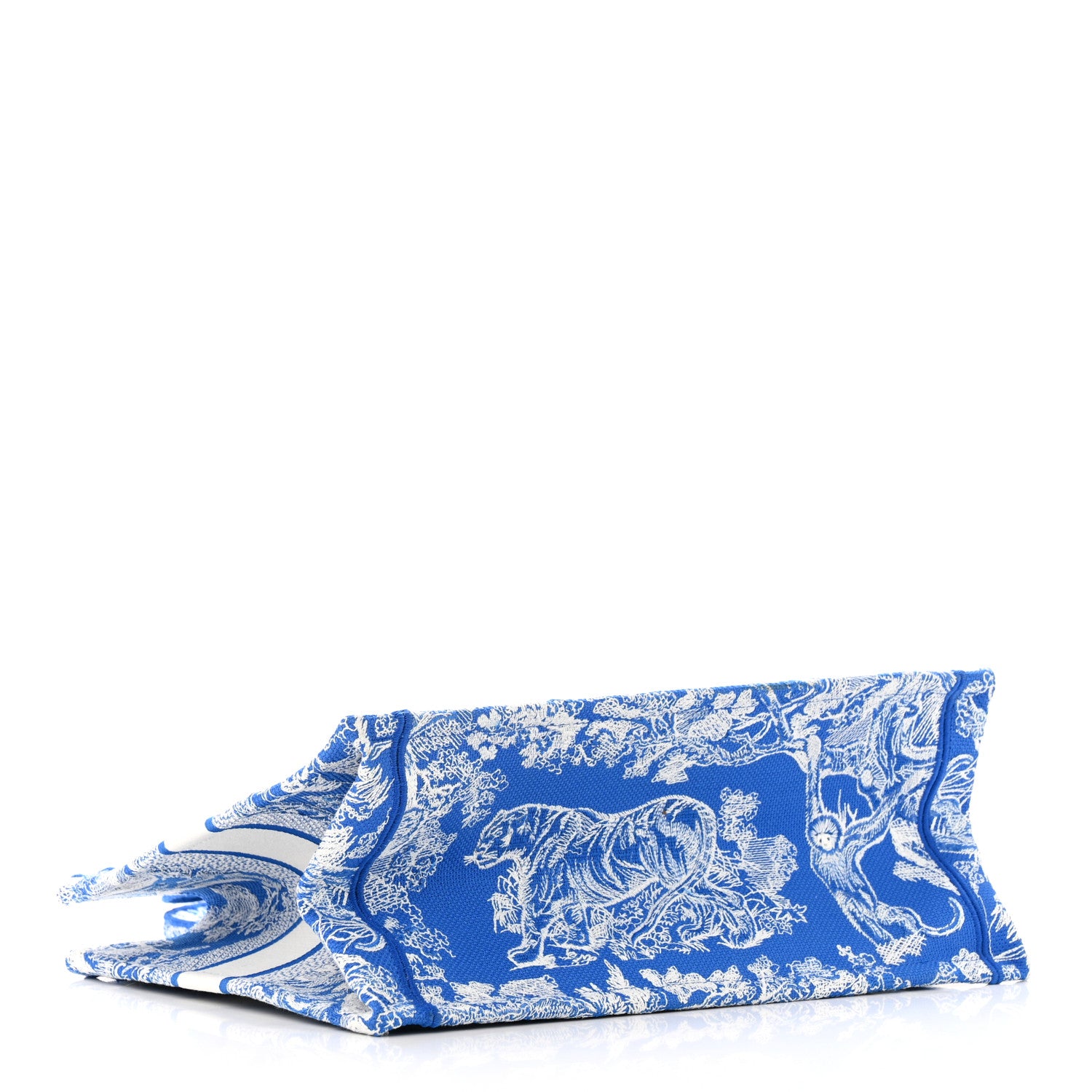 Christian Dior Canvas Embroidered Medium Dioriviera Toile De Jouy Book Tote Fluorescent Blue 4 of 12