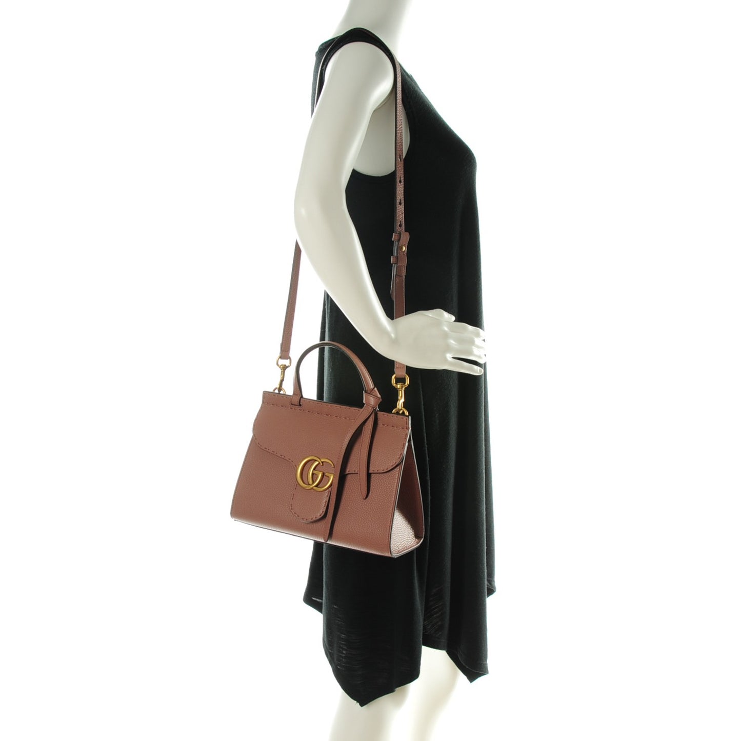 Calfskin Mini GG Marmont Top Handle Bag Rosy Phard