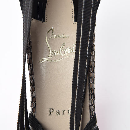 Christian Louboutin Veau Velours Patent Isibee Elastagram 85 Sandals 39.5 Version Black 7 of 9