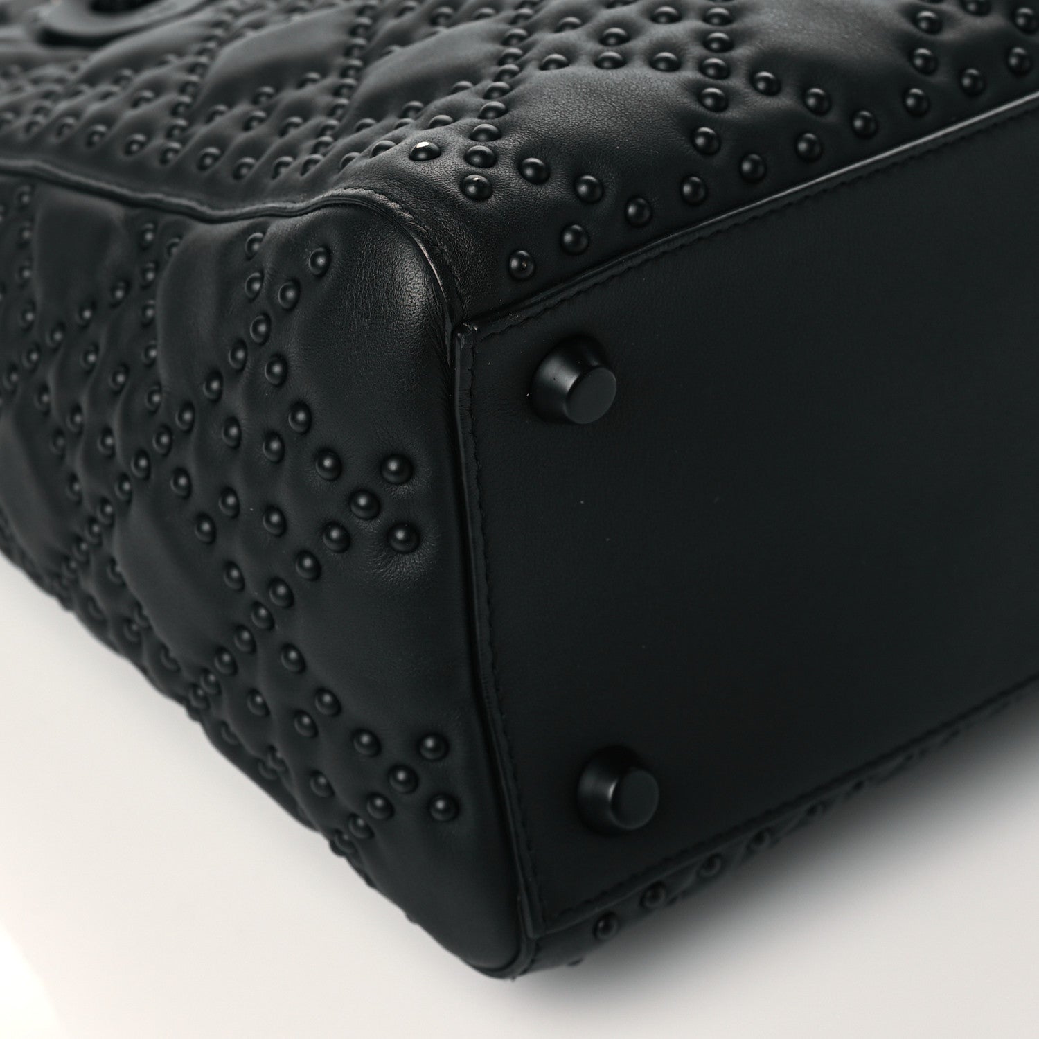 Christian Dior Calfskin Cannage Studded Medium Supple Lady Dior Black 8 of 10