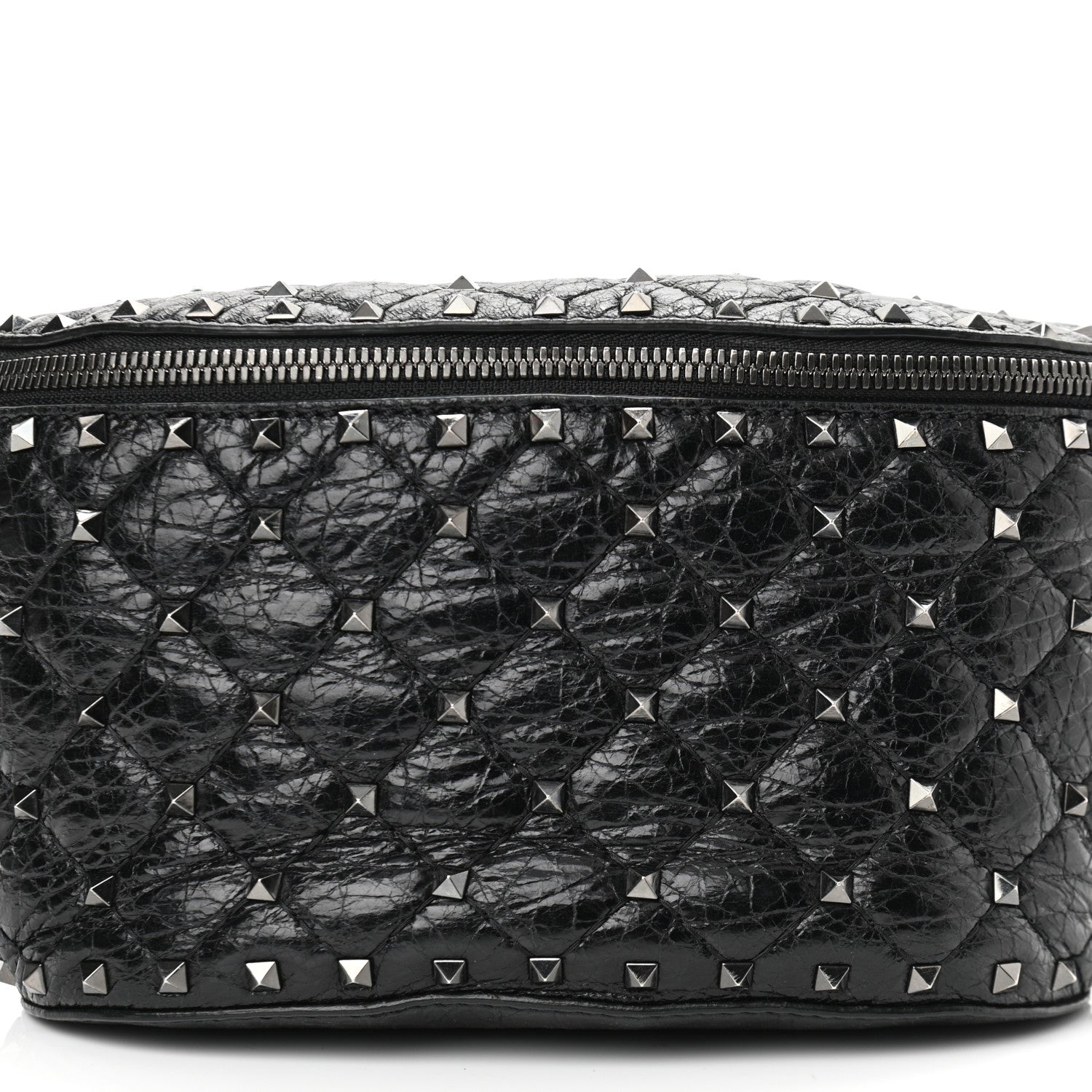 Valentino Garavani Craquele Nappa Rockstud Spike Belt Bag 80 Black 7 of 10