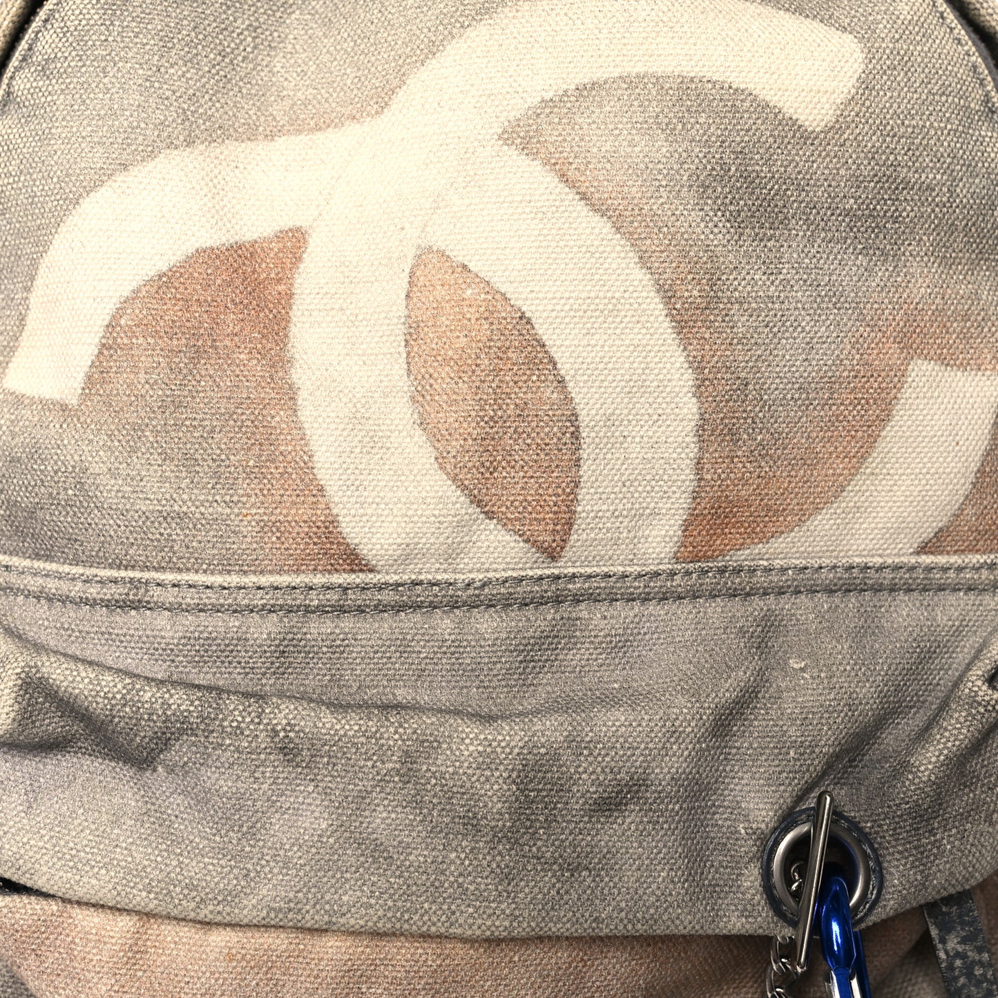 Graffiti Printed Canvas Medium Backpack Grey