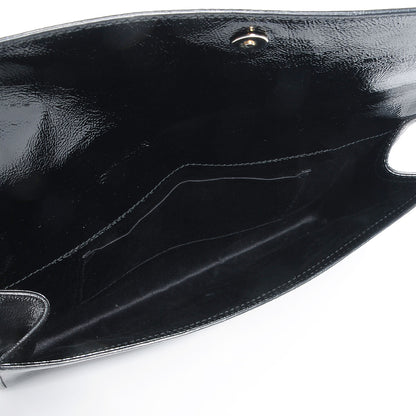 Saint Laurent Textured Patent Monogram Large Belle De Jour Clutch Black 5 of 7