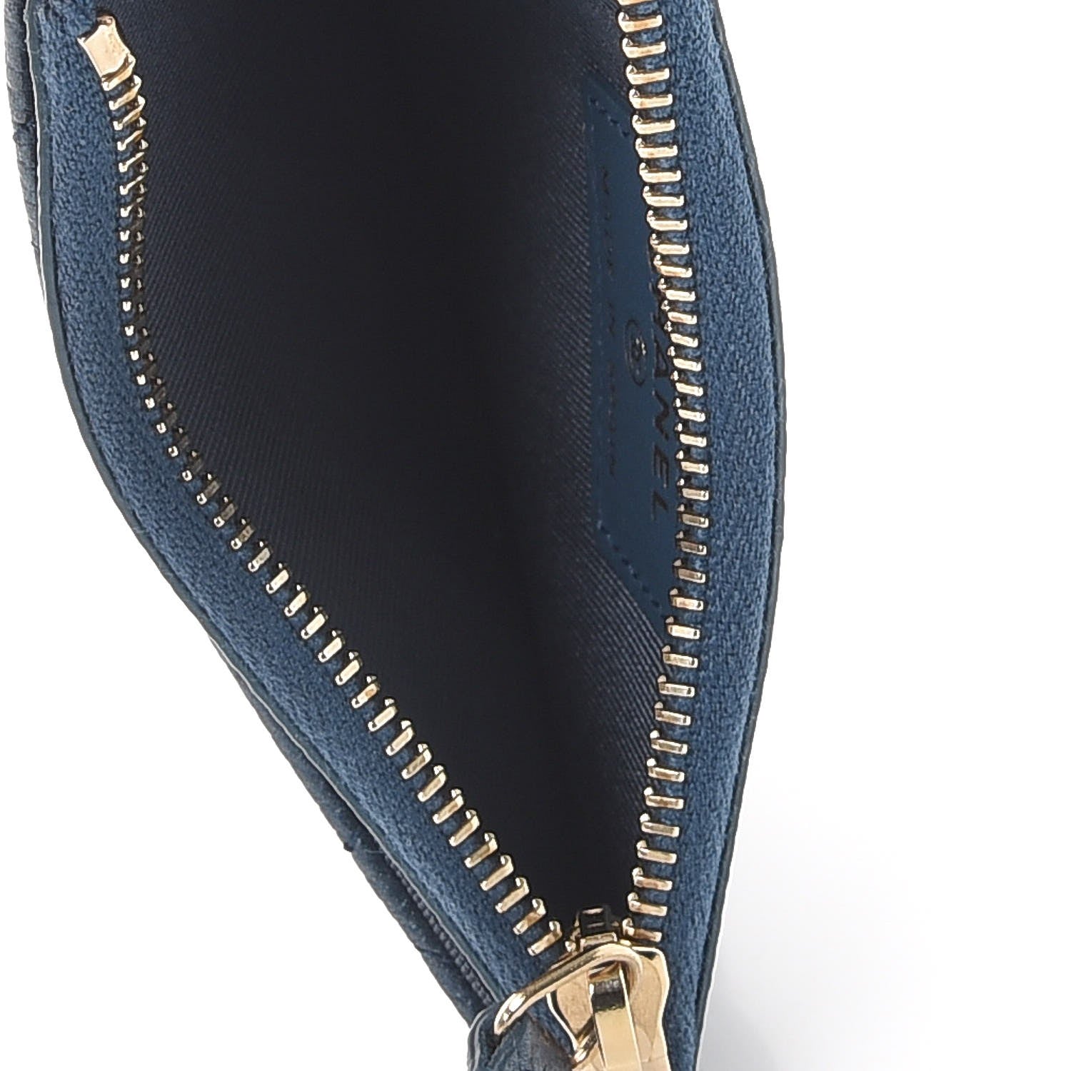 Chanel Metallic Caviar Quilted CC Zip Card Holder Dark Blue 5 of 8