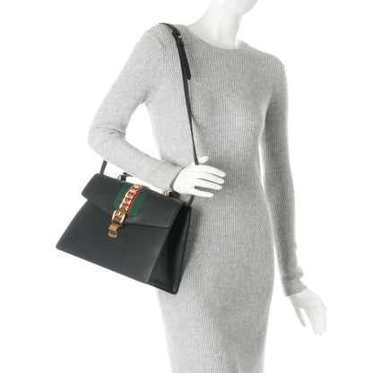 Gucci Calfskin Medium Sylvie Top Handle Bag Black 3 of 8