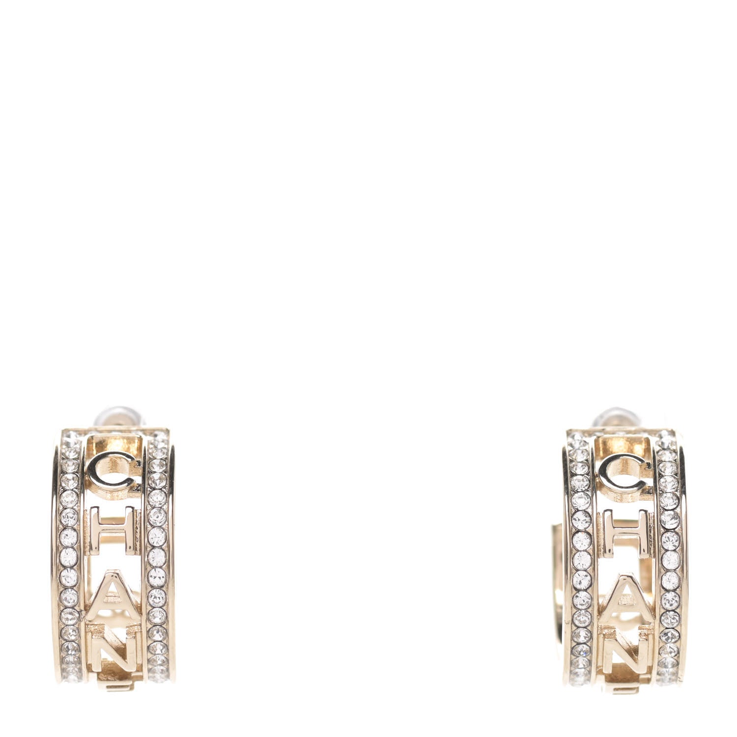 Chanel Metal Crystal Bow-tiful CC Hoop Earrings Gold 1 of 4