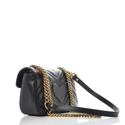 Gucci Calfskin Matelasse Mini GG Marmont Shoulder Bag Black 3 of 12