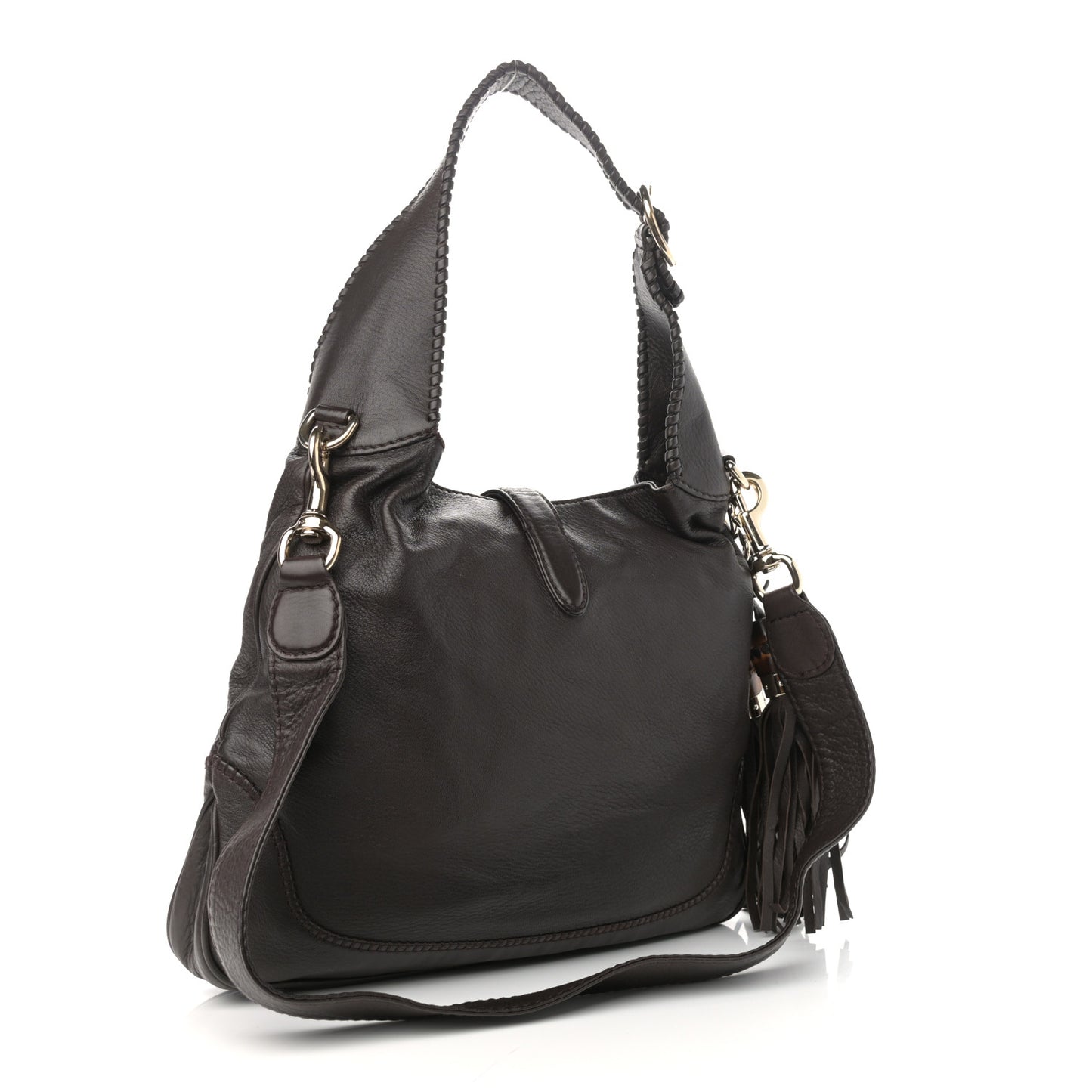 Pebbled Calfskin Medium New Jackie Shoulder Bag Brown