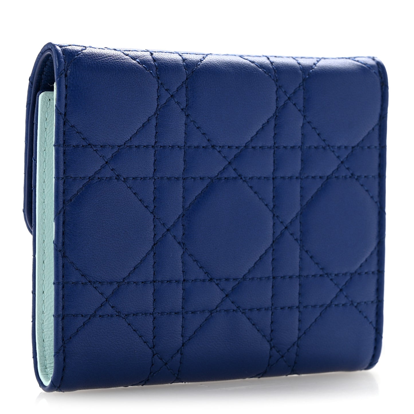 Lambskin Cannage Miss Dior Explorateur Compact Wallet  Blue