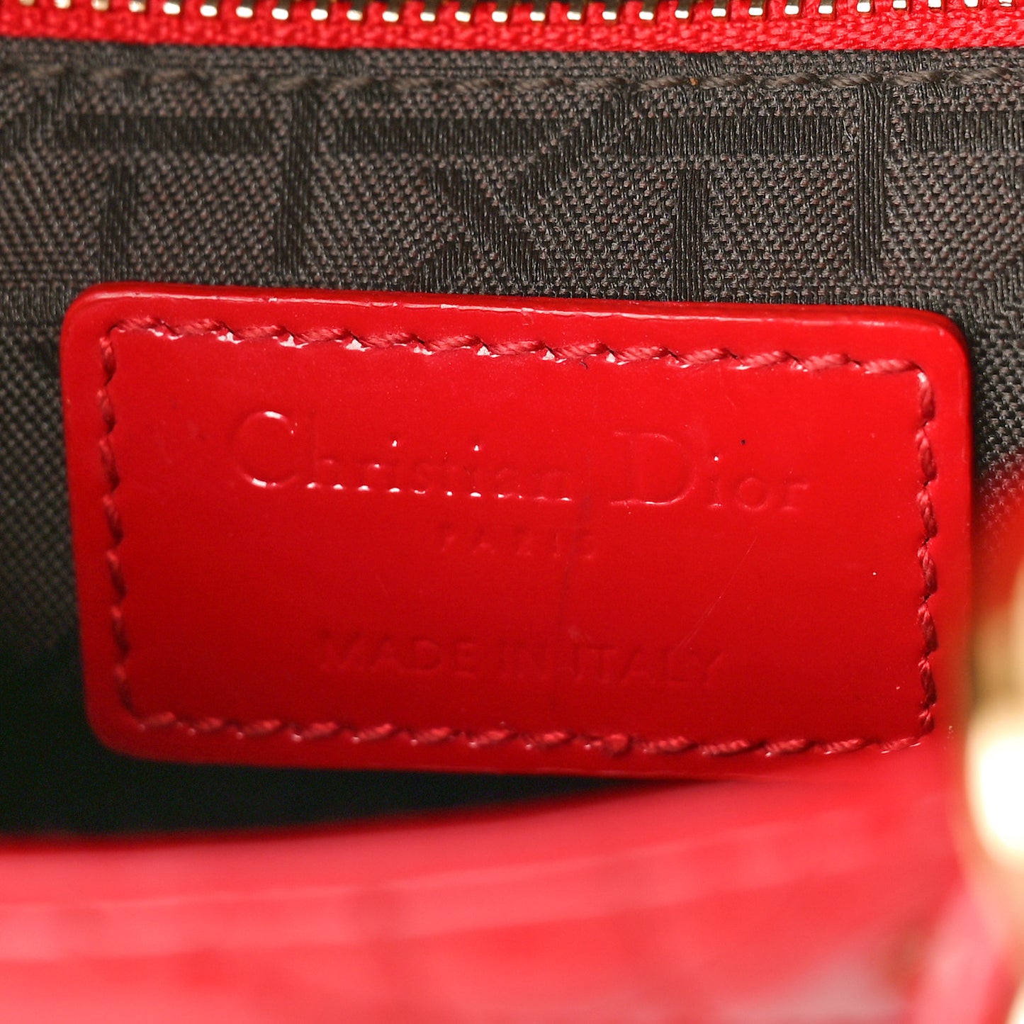 Patent Cannage Mini Lady Dior Red