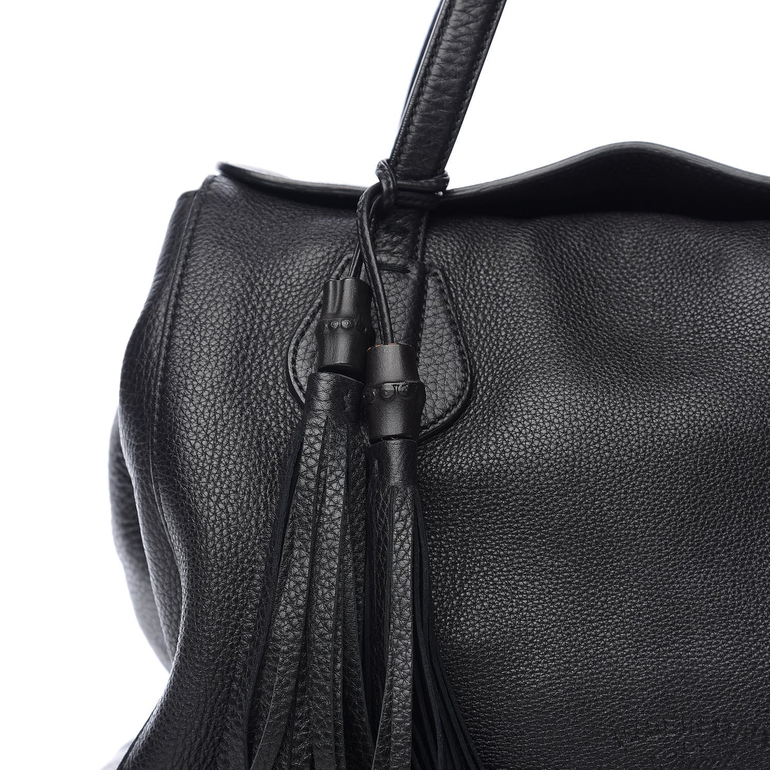 Gucci Pebbled Calfskin Lady Tassel Top Handle Bag Black 9 of 9