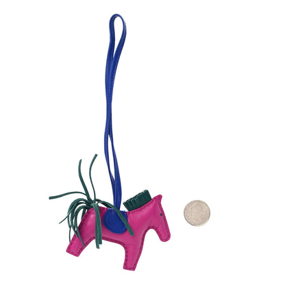 Hermes Milo Lambskin Grigri Rodeo Horse Bag Charm PM Rose Pourpre Bleu Electrique Malachite 2 of 4