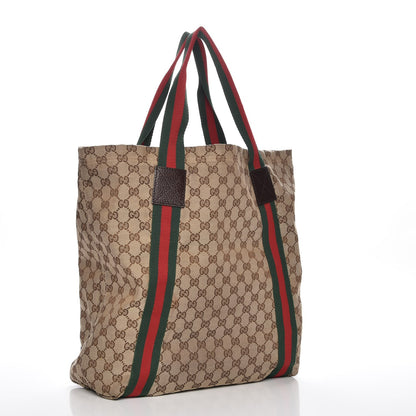Gucci GG Monogram Medium Web Handle Vertical Tote Dark Brown 3 of 6