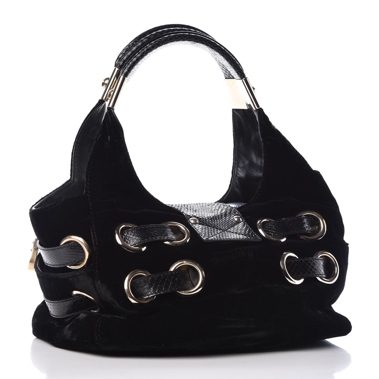Velvet Snakeskin Ramona Shoulder Bag Black