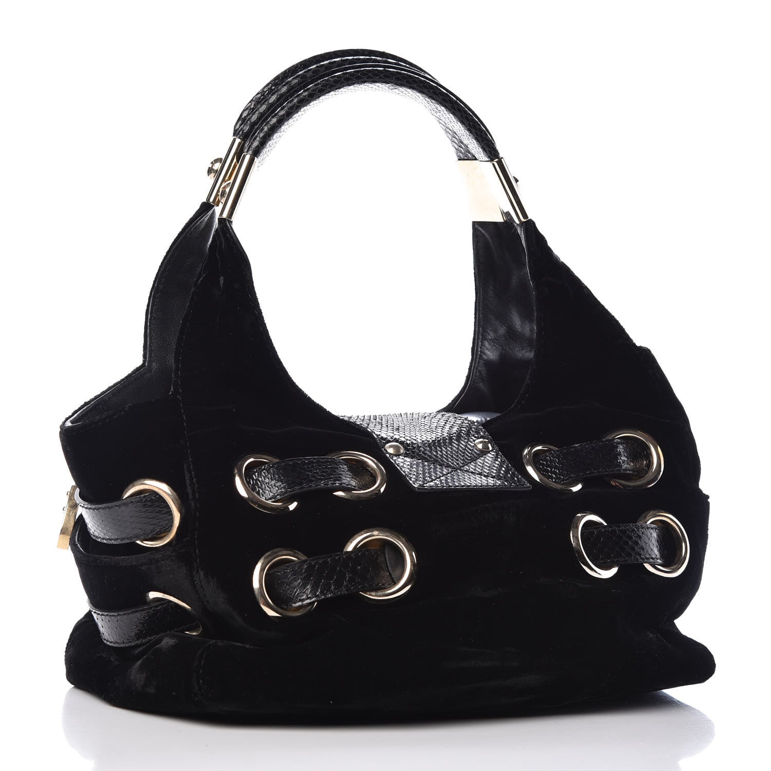 Jimmy Choo Velvet Snakeskin Ramona Shoulder Bag Black 3 of 14