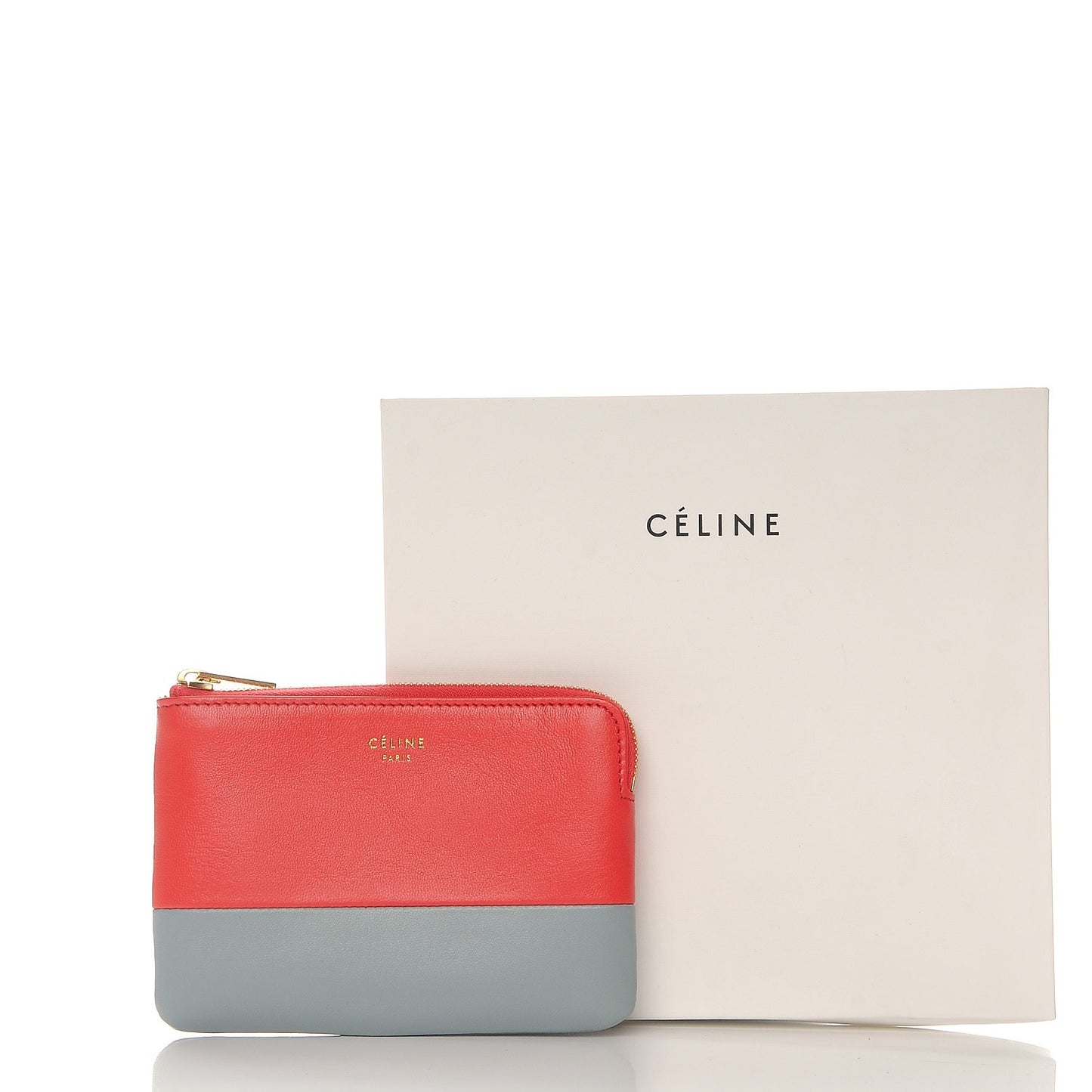 Lambskin Bi-Color Solo Coin Card Case Poppy Cloud
