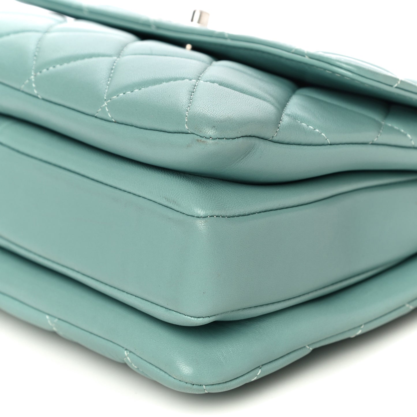Lambskin Quilted Small Trendy CC Flap Dual Handle Bag Light Green