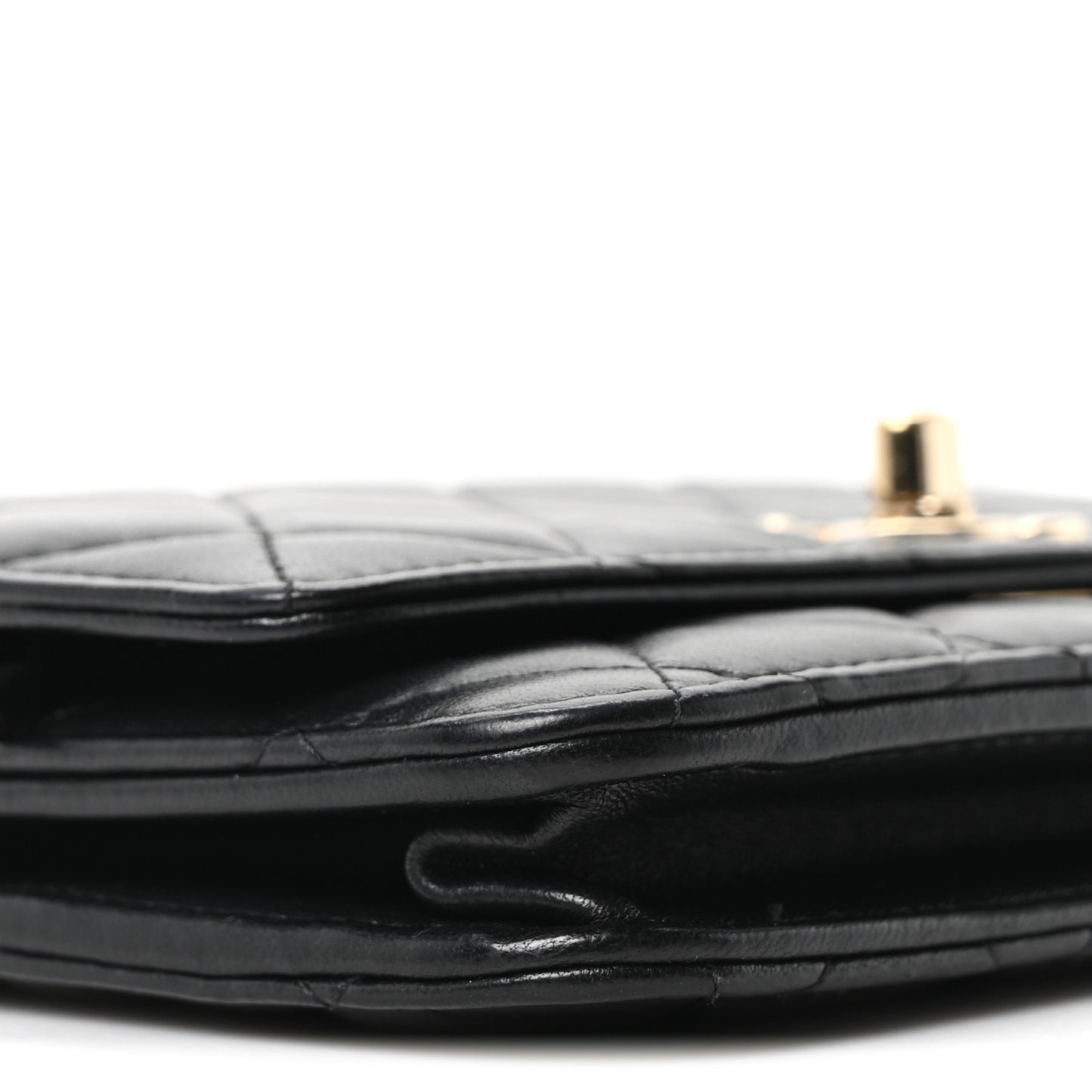 Lambskin Quilted Trendy CC Wallet On Chain WOC Black