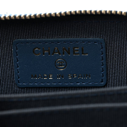 Chanel Iridescent Caviar Quilted Zip Coin Purse Dark Blue 6 of 7