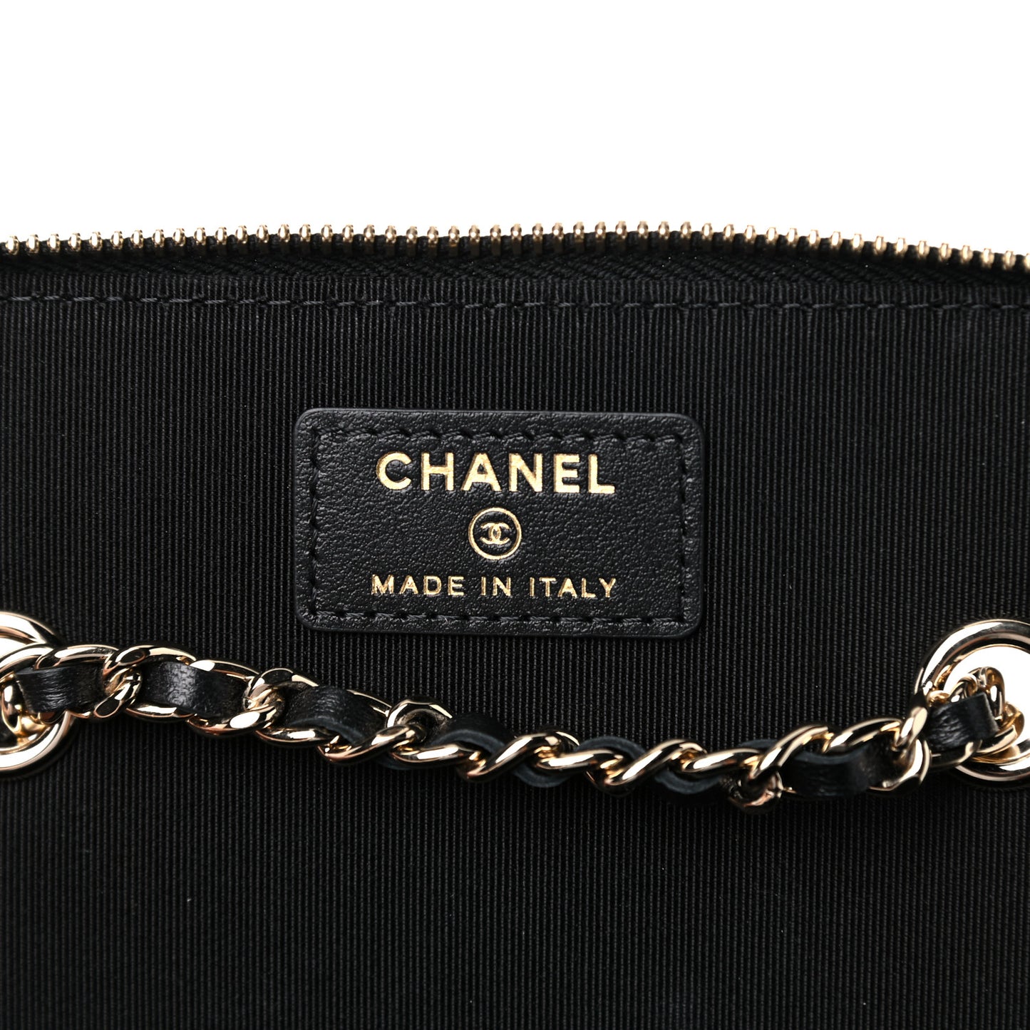 Lambskin Camellia Embossed Small Vanity Case With Chain Black
