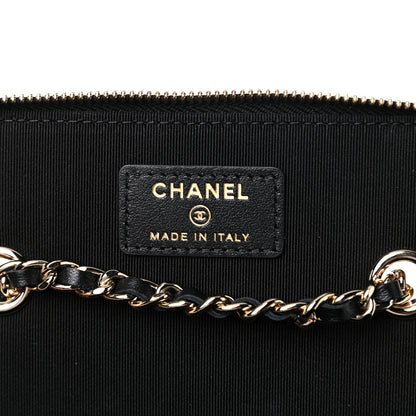 Chanel Lambskin Camellia Embossed Small Vanity Case With Chain Black 6 of 10
