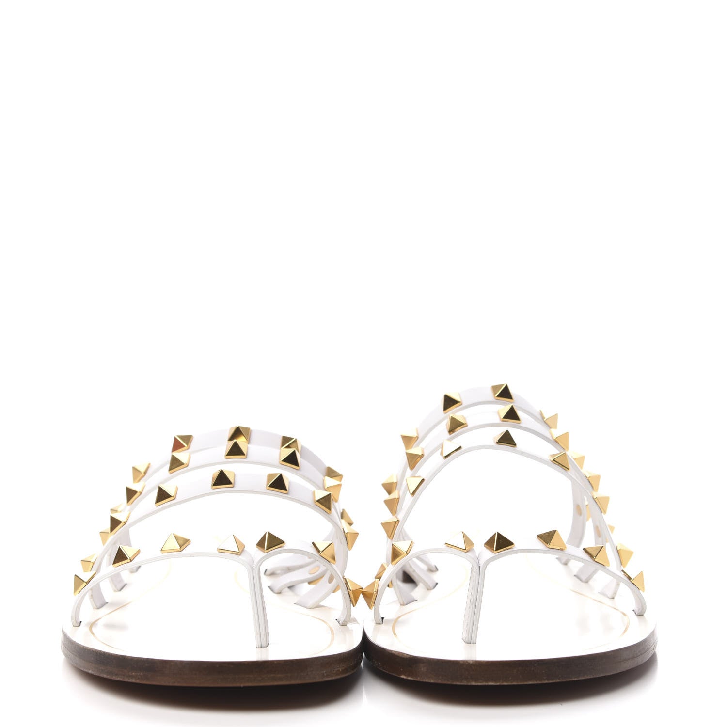 Valentino Garavani Calfskin Rockstud Flair Caged Flat Slide Sandals 40.5 White 2 of 9