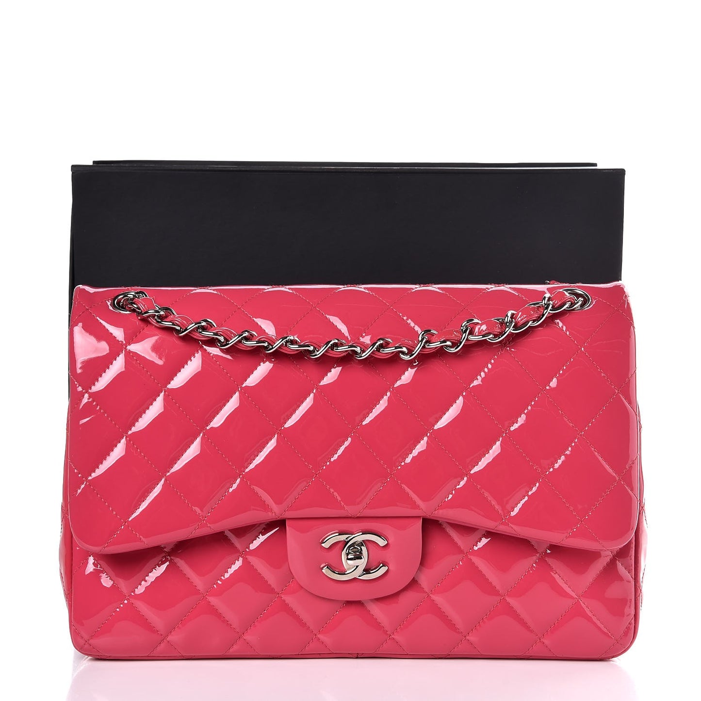Patent Quilted Jumbo Double Flap Pink