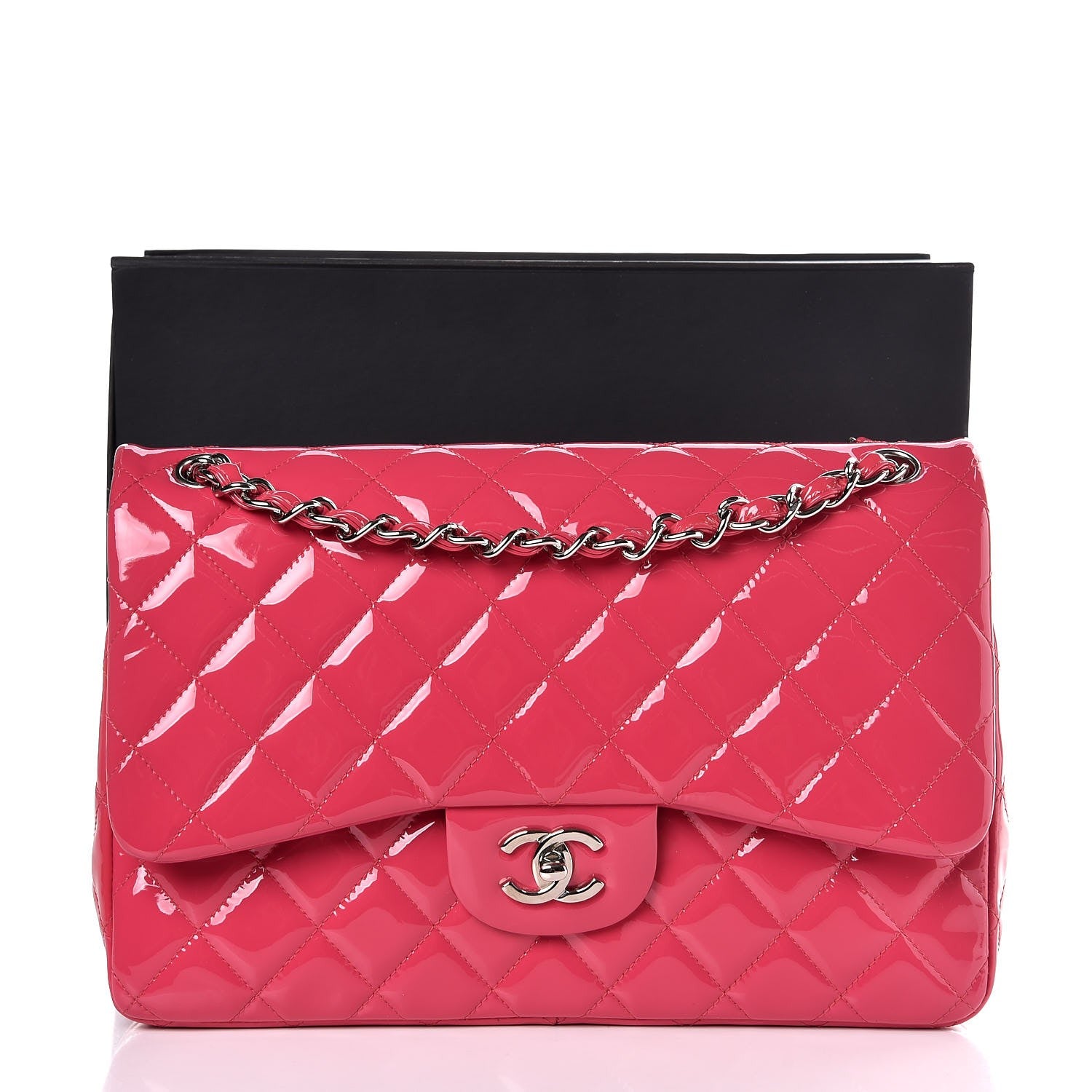 Chanel Patent Quilted Jumbo Double Flap Pink 8 of 8